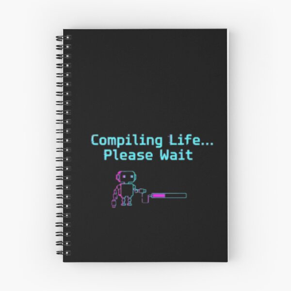 Item preview, Compiling Life… Please Wait – Neon Glitch Robot designed and sold by trend-forge.