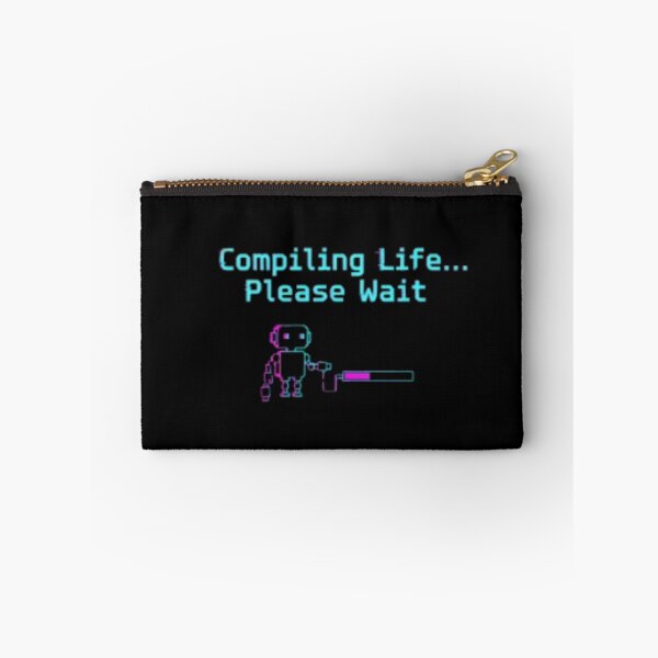 Item preview, Compiling Life… Please Wait – Neon Glitch Robot designed and sold by trend-forge.
