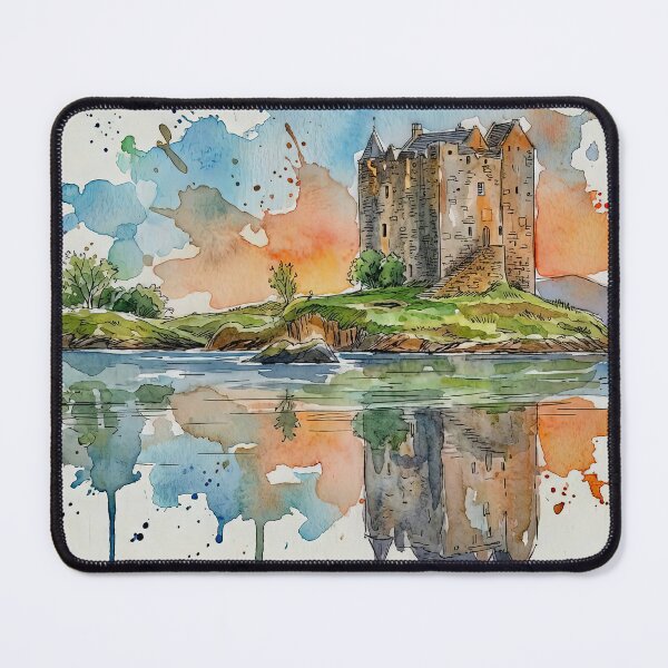 Item preview, Watercolour illustration of Castle Stalker, Argyle, Scotland designed and sold by davidelder.