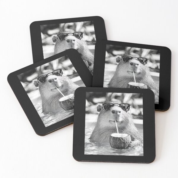 Item preview, Capybara Selfie with Sunglasses and Coconut Drink designed and sold by Cheesymatiion.