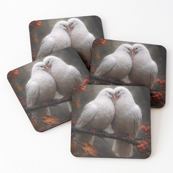 Item preview, Eternal Peace: White Doves Couple on Autumn Rowan Branch designed and sold by Dreamy Armine Art.