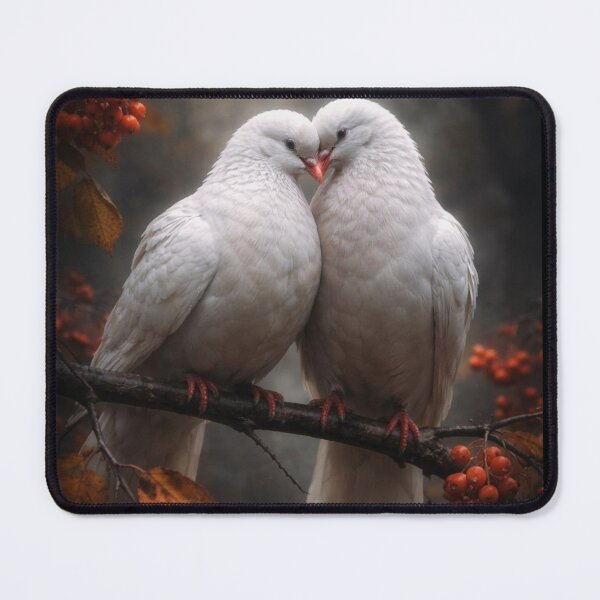 Item preview, Eternal Peace: White Doves Couple on Autumn Rowan Branch designed and sold by Dreamy Armine Art.