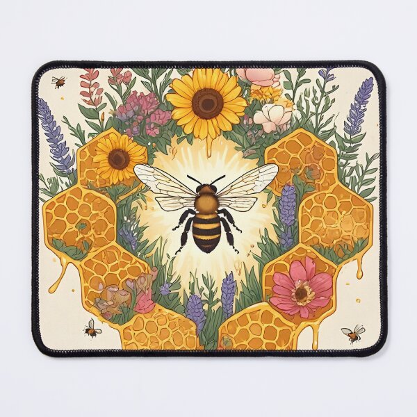 Item preview, Floral Honeycomb Bee Art for Honey Bee Keepers designed and sold by owi-art.