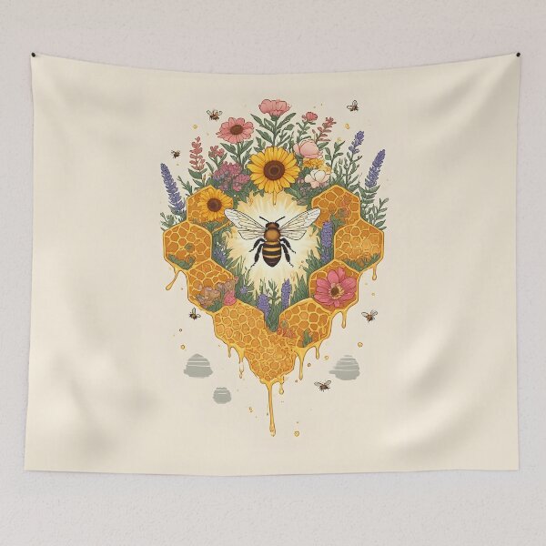 Item preview, Floral Honeycomb Bee Art for Honey Bee Keepers designed and sold by owi-art.