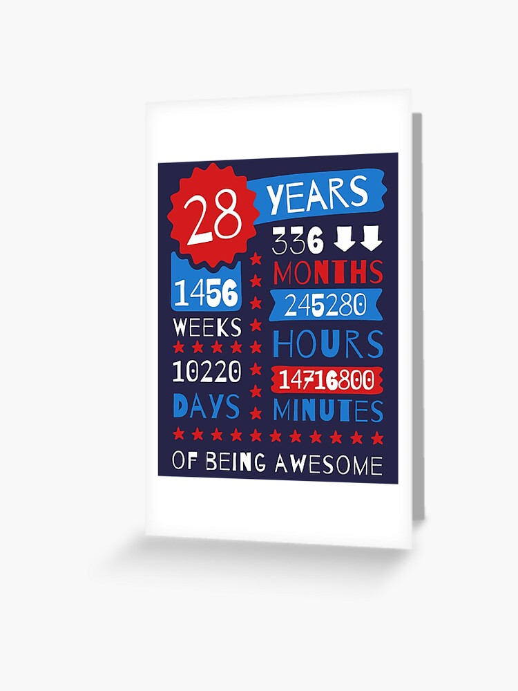 28 Years Of Being Awesome - Splendid 28th Birthday Gift Ideas" Greeting Card for Sale by MemWear