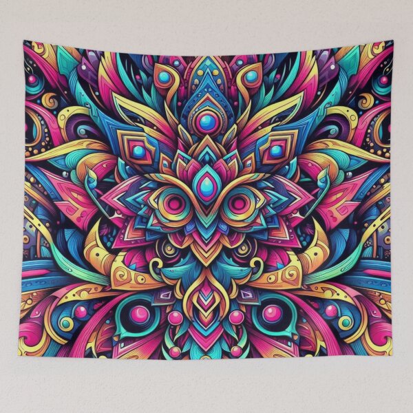 Item preview, Psychedelic Abstract Mask – Vibrant Symmetry Design designed and sold by Dogandesighn.