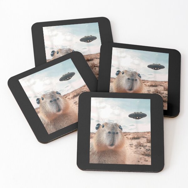 Item preview, Capybara Selfie with UFOs Funny Graphic designed and sold by Cheesymatiion.