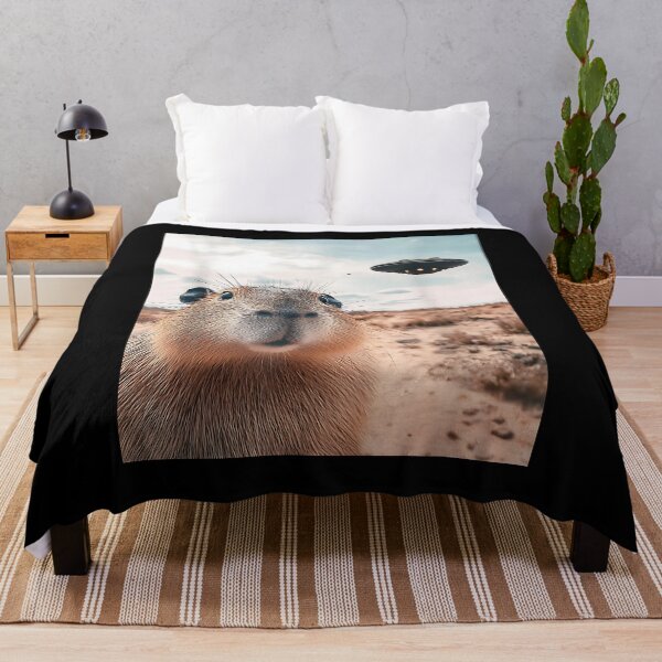 Item preview, Capybara Selfie with UFOs Funny Graphic designed and sold by Cheesymatiion.