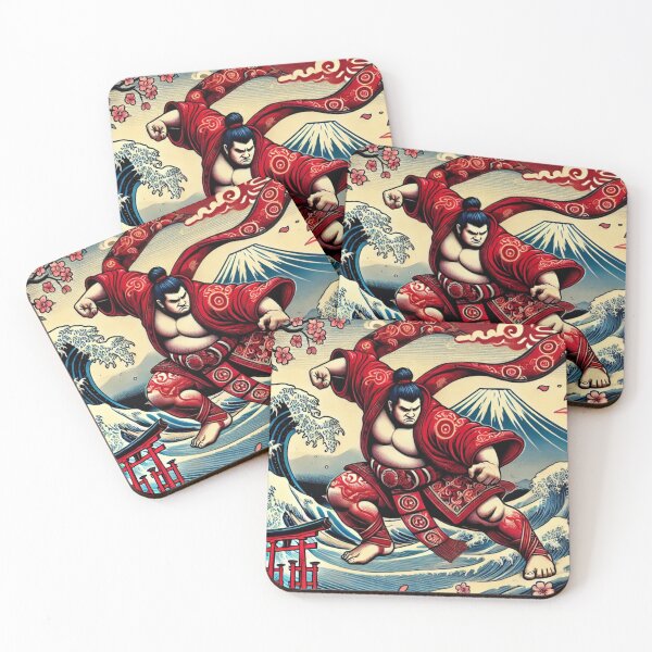 Item preview, Sumo Warrior “Red Fury” – Wave-Crash Ukiyo-e Power Art designed and sold by ArtFreshStudio.