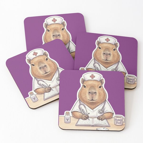 Item preview, Calm Nurse Capybara. Healthcare Worker Journaling Illustration. designed and sold by med-lavender-ee.