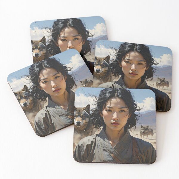Item preview, Wolf Spirit Warrior — Indomitable Female Force designed and sold by Schoenenwald — Art Japonais, Zen & Nature.