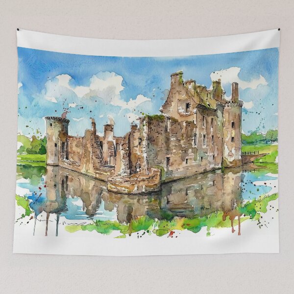 Item preview, Watercolour illustration of Caerlaverock Castle, Dumfries, Scotland designed and sold by davidelder.