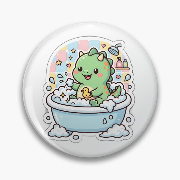 Item preview, Adorable Baby Dinosaur in Bubble Bath | Kawaii Kids Sticker & T-Shirt Design designed and sold by HOODYBUDSTYLES.