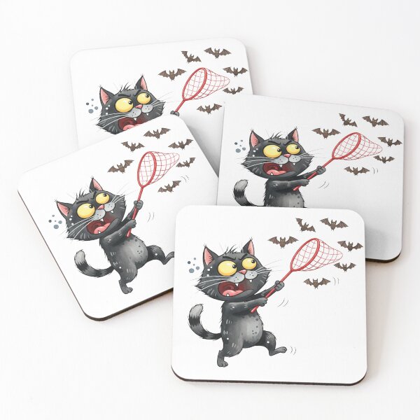 Item preview, Funny Black Cat Catching Bats designed and sold by KrisGraphic45.