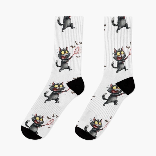 Item preview, Funny Black Cat Catching Bats designed and sold by KrisGraphic45.