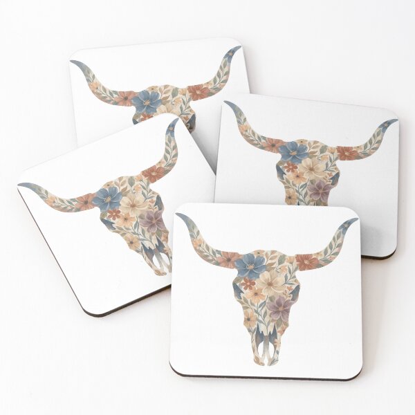 Item preview, Floral Western Longhorn Skull designed and sold by M&A Design House.