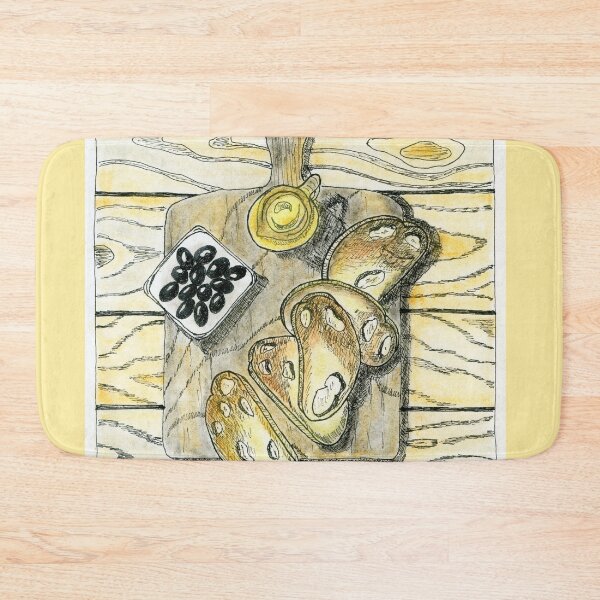 Item preview, Sliced Bread with Olives and Butter on Wooden Board Sketch designed and sold by Ihor Ivanov.