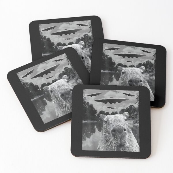 Item preview, Funny Graphic Capybara Selfie with UFOs Weird designed and sold by Cheesymatiion.