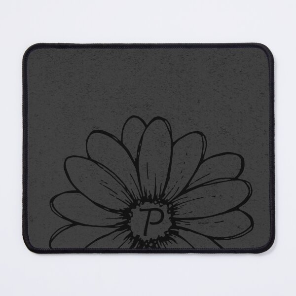 Item preview, Minimalist Monogram P Black Daisy Flower designed and sold by TackyTime.