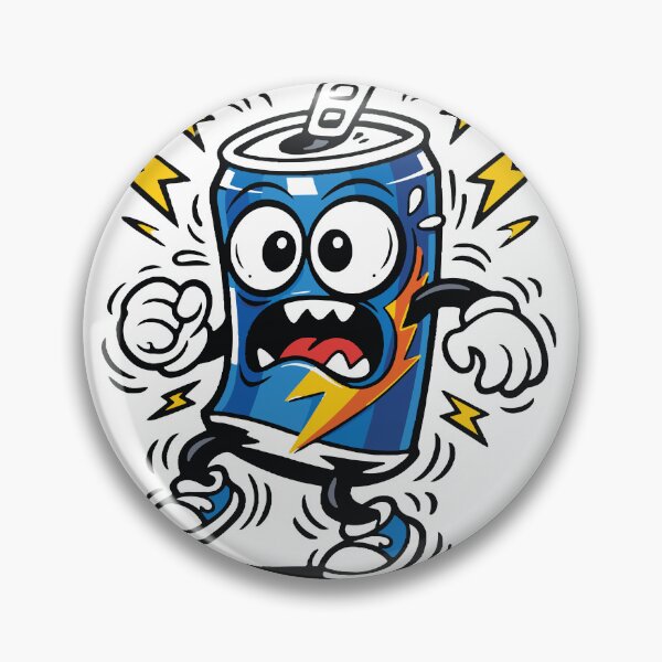 Item preview, An over-caffeinated energy drink can buzzing with chaotic energy. The expressive character humorously represents caffeine overload. designed and sold by Dejbar.
