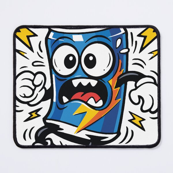 Item preview, An over-caffeinated energy drink can buzzing with chaotic energy. The expressive character humorously represents caffeine overload. designed and sold by Dejbar.