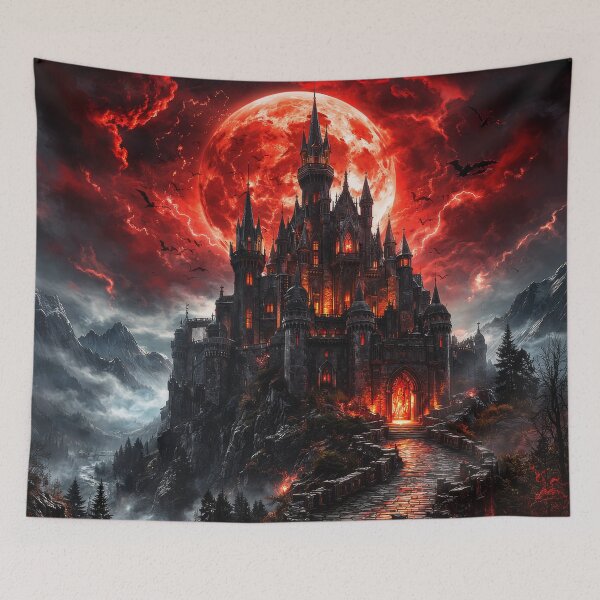 Item preview, Dark Gothic Castle Under Blood Moon – Epic Dark Fantasy Vampire Castle Artwork designed and sold by DrakariArt.