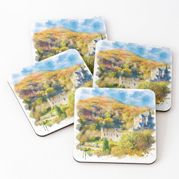 Item preview, Watercolour illustration of Castle Campbell, Clackmannanshire, Scotland designed and sold by davidelder.