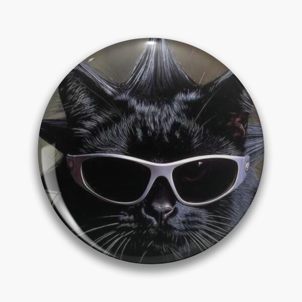 Item preview, The Ultimate Cool: Spiky-Haired Black Cat in Sleek Silver Sunglasses designed and sold by MakarenaCreate.