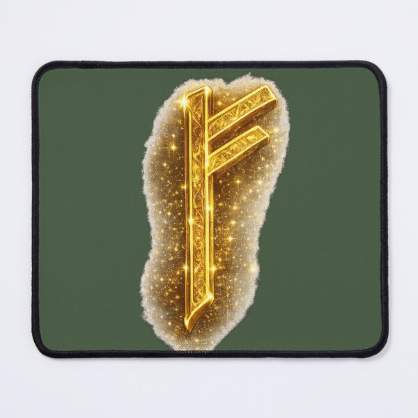 Item preview, Fehu Rune. Golden Symbol of Wealth Prosperity and Luck. designed and sold by Nika Art Studio.