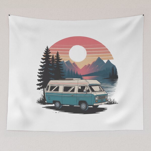 Item preview, Vintage Van Life Adventure Sunset – Retro Mountain Camper Travel Nature Design designed and sold by Tee Smart.