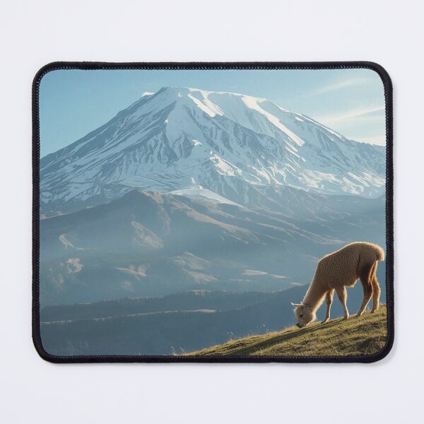 Item preview, Chimborazo Snowy Mountain with Sheep – Ecuador Andean Landscape Art designed and sold by MerlinWear.