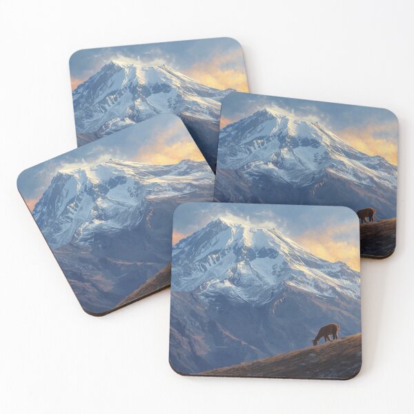 Item preview, Snowy Andes Mountain with Alpaca – Andean Landscape Nature Art designed and sold by MerlinWear.