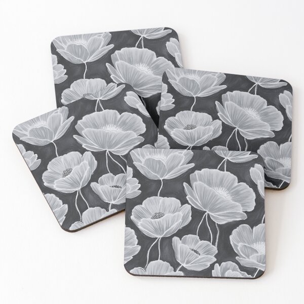 Item preview, Elegant and Whimsical Poppies | A Statement of White & White Grace designed and sold by AOCollections.