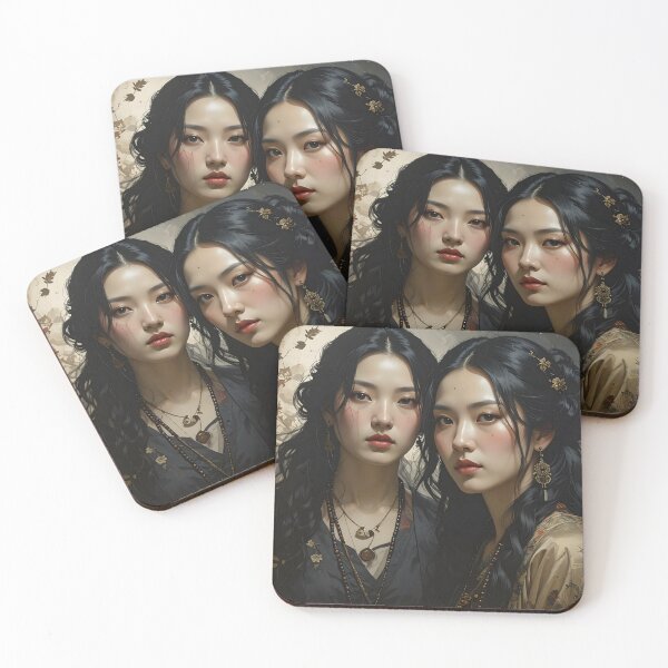 Item preview, Portrait of Asian Twins — Mysterious Aesthetic Elegance designed and sold by Schoenenwald — Art Japonais, Zen & Nature.