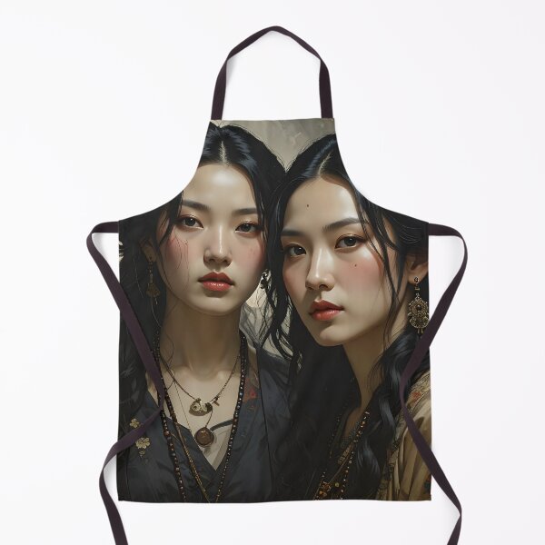 Item preview, Portrait of Asian Twins — Mysterious Aesthetic Elegance designed and sold by Schoenenwald — Art Japonais, Zen & Nature.
