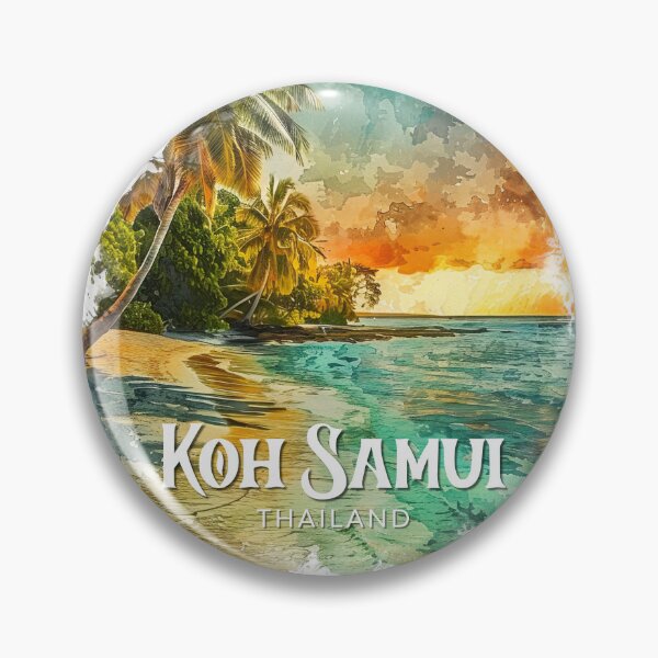 Item preview, Koh Samui Thailand Tropical Beach Sunset – Vintage Watercolor Island Travel Design designed and sold by ArcticFoxStudio.