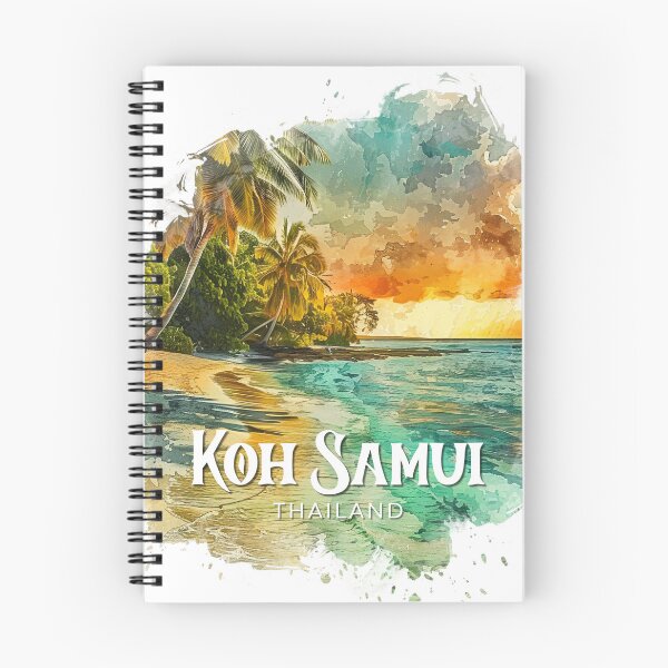 Item preview, Koh Samui Thailand Tropical Beach Sunset – Vintage Watercolor Island Travel Design designed and sold by ArcticFoxStudio.