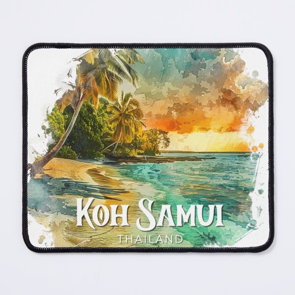 Item preview, Koh Samui Thailand Tropical Beach Sunset – Vintage Watercolor Island Travel Design designed and sold by ArcticFoxStudio.
