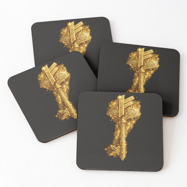 Item preview, Fehu Rune. Golden Symbol of Wealth Prosperity and Luck. designed and sold by Nika Art Studio.