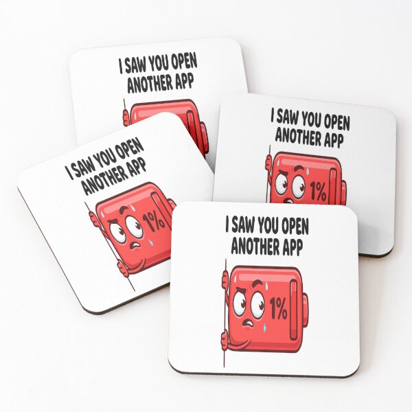 Item preview, Funny 1% Battery Meme Sticker – “I Saw You Open Another App” Low Battery Humor designed and sold by DashBliss.