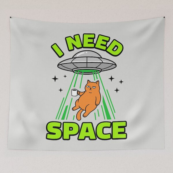 Item preview, I Need Space - UFO Cat Abduction designed and sold by DigitalGlade.