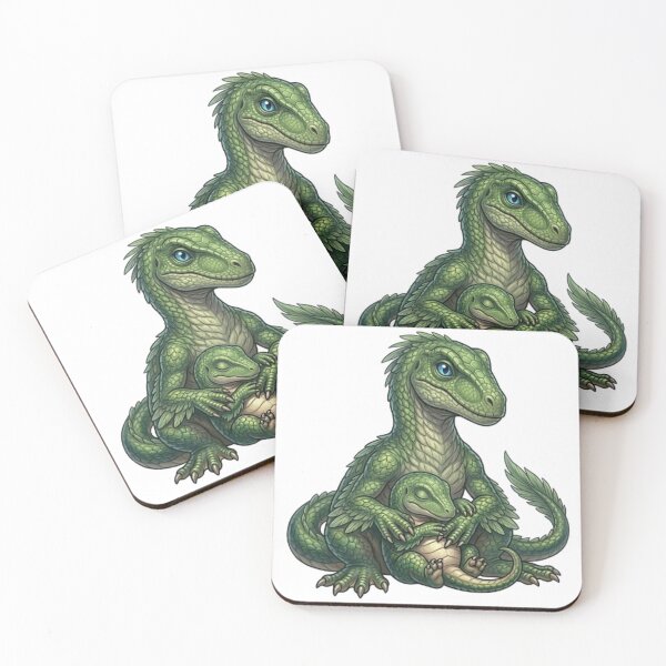 Item preview, Prehistoric tenderness and agility: Mother and baby Velociraptor designed and sold by CHRIST5000.