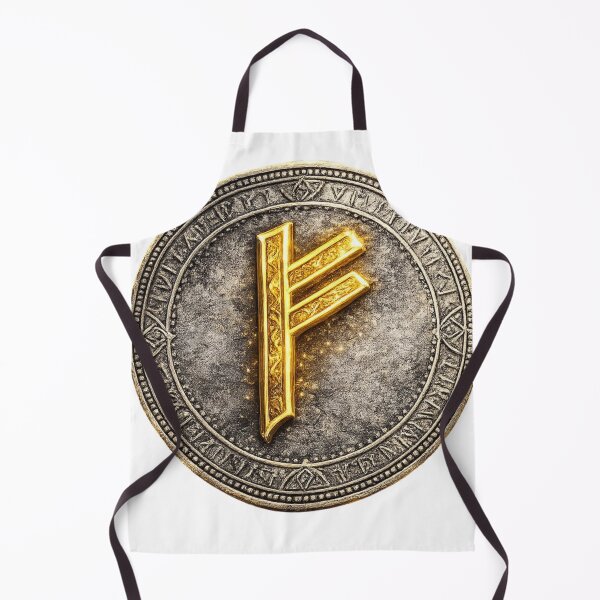 Item preview, Fehu Rune. Golden Symbol of Wealth Prosperity and Luck. designed and sold by Nika Art Studio.