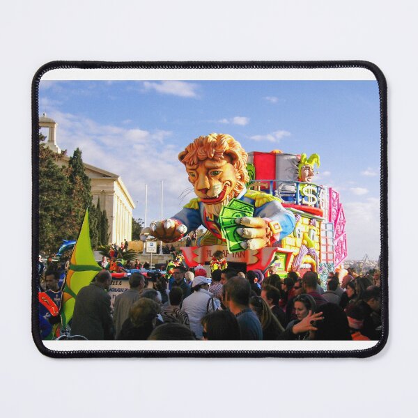 Item preview, Colorful Carnival Parade Float With Giant Lion Holding Money Surrounded By Crowds And Performers designed and sold by Nmallia.