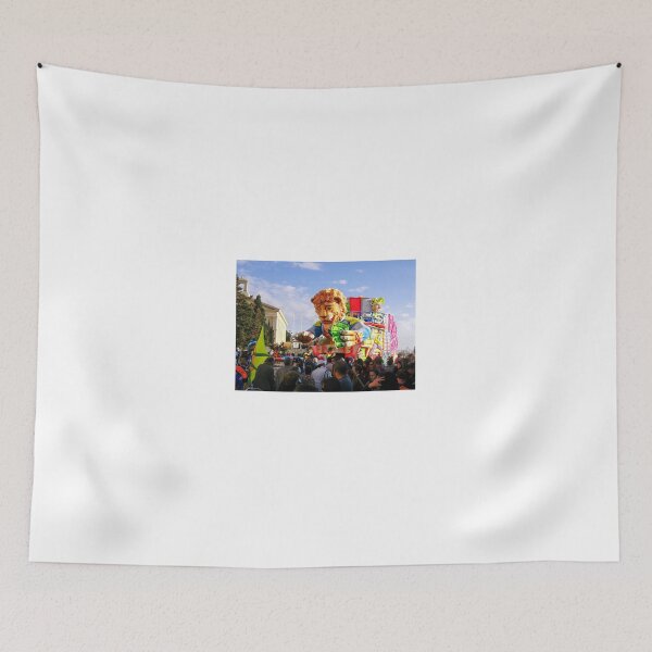 Item preview, Colorful Carnival Parade Float With Giant Lion Holding Money Surrounded By Crowds And Performers designed and sold by Nmallia.