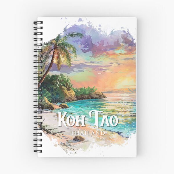 Item preview, Koh Tao Thailand Tropical Beach Sunset – Vintage Watercolor Island Travel Design designed and sold by ArcticFoxStudio.