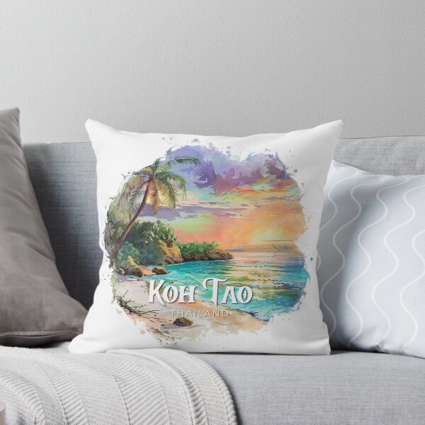 Item preview, Koh Tao Thailand Tropical Beach Sunset – Vintage Watercolor Island Travel Design designed and sold by ArcticFoxStudio.