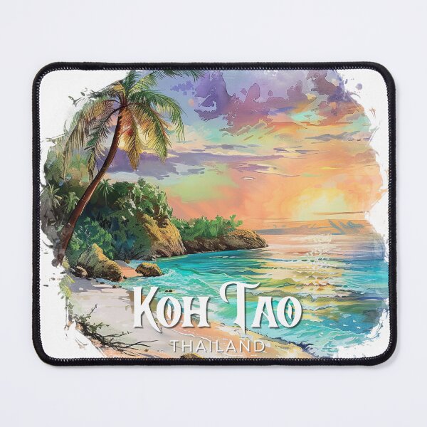 Item preview, Koh Tao Thailand Tropical Beach Sunset – Vintage Watercolor Island Travel Design designed and sold by ArcticFoxStudio.