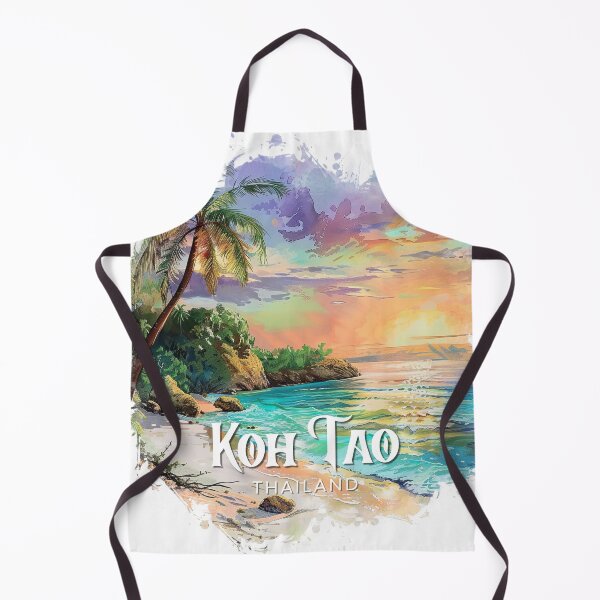 Item preview, Koh Tao Thailand Tropical Beach Sunset – Vintage Watercolor Island Travel Design designed and sold by ArcticFoxStudio.