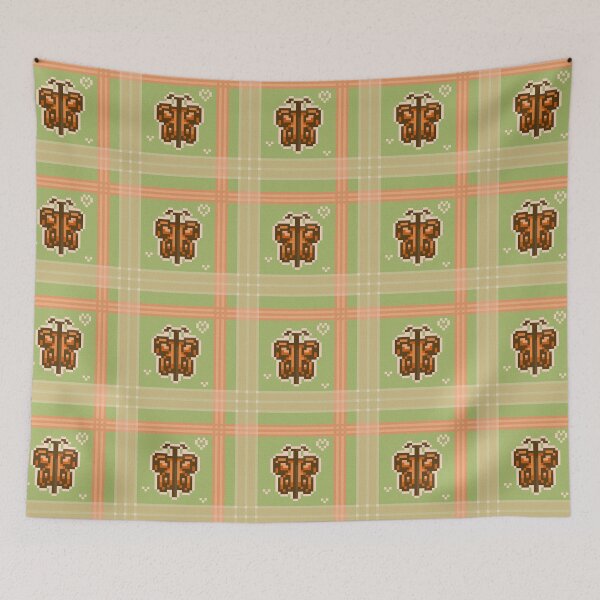 Item preview, butterfly plaid pixel pattern designed and sold by cottonlacey.